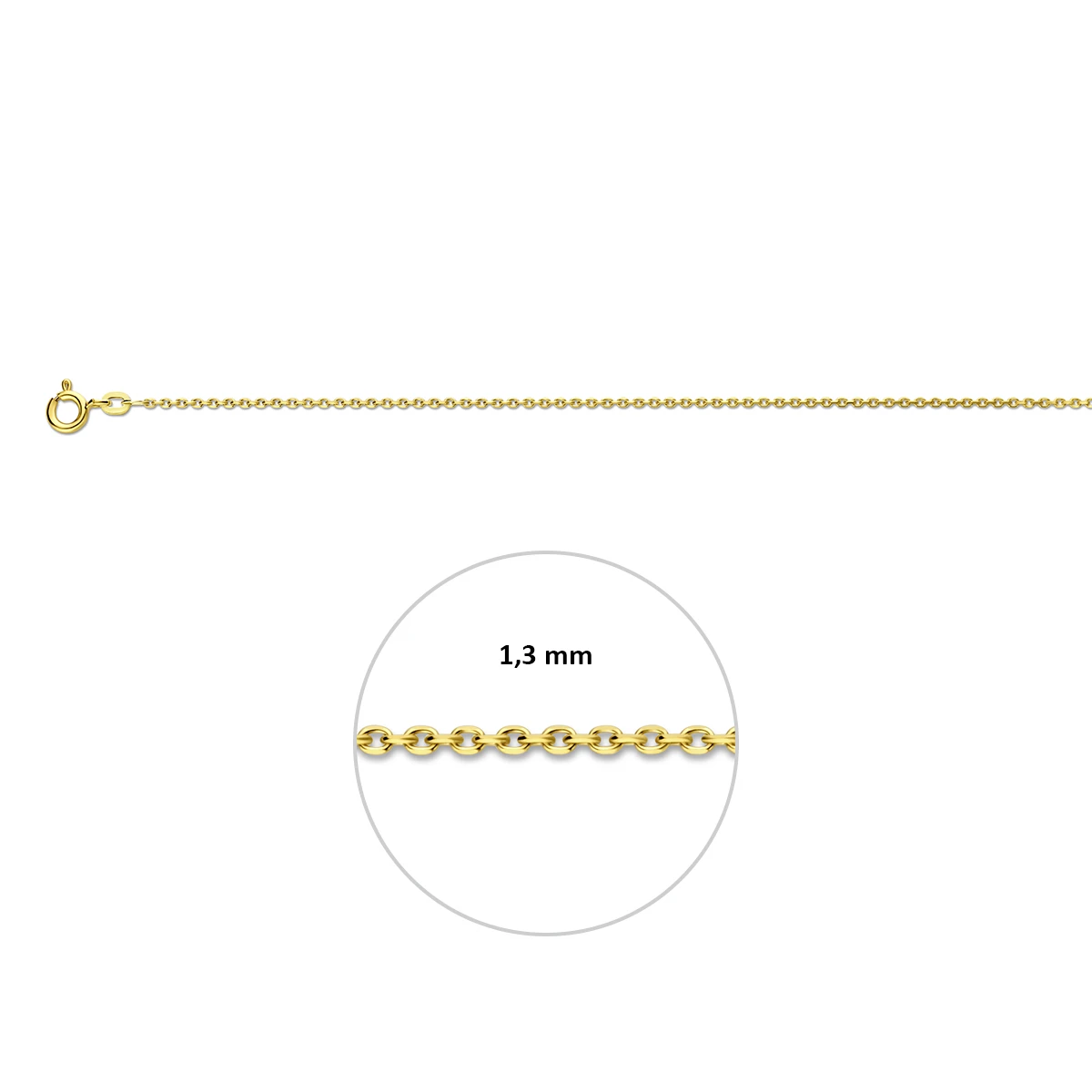 anker gediamanteerd 1,3 mm 14K roségoud