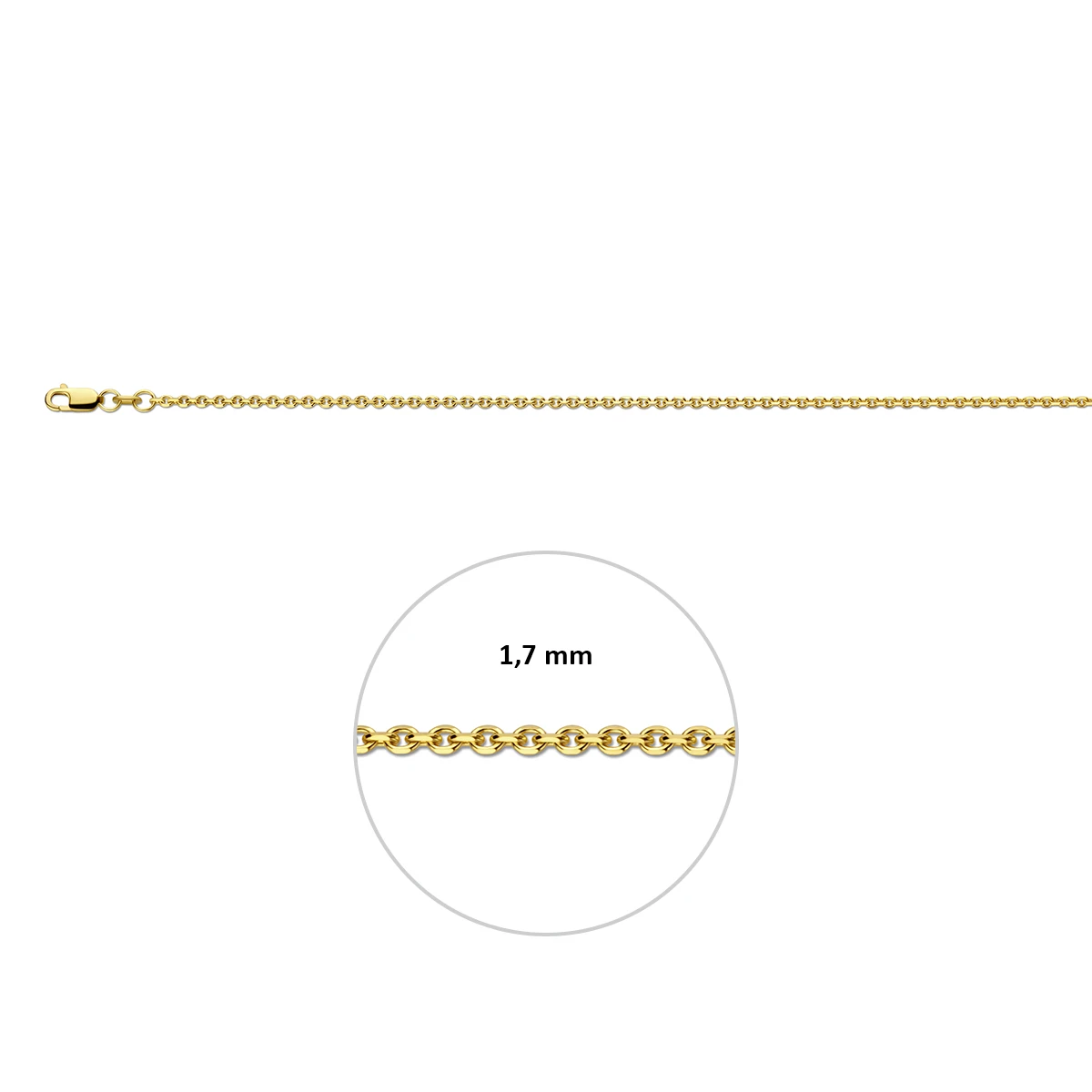 anker gediamanteerd 1,7 mm 14K geelgoud