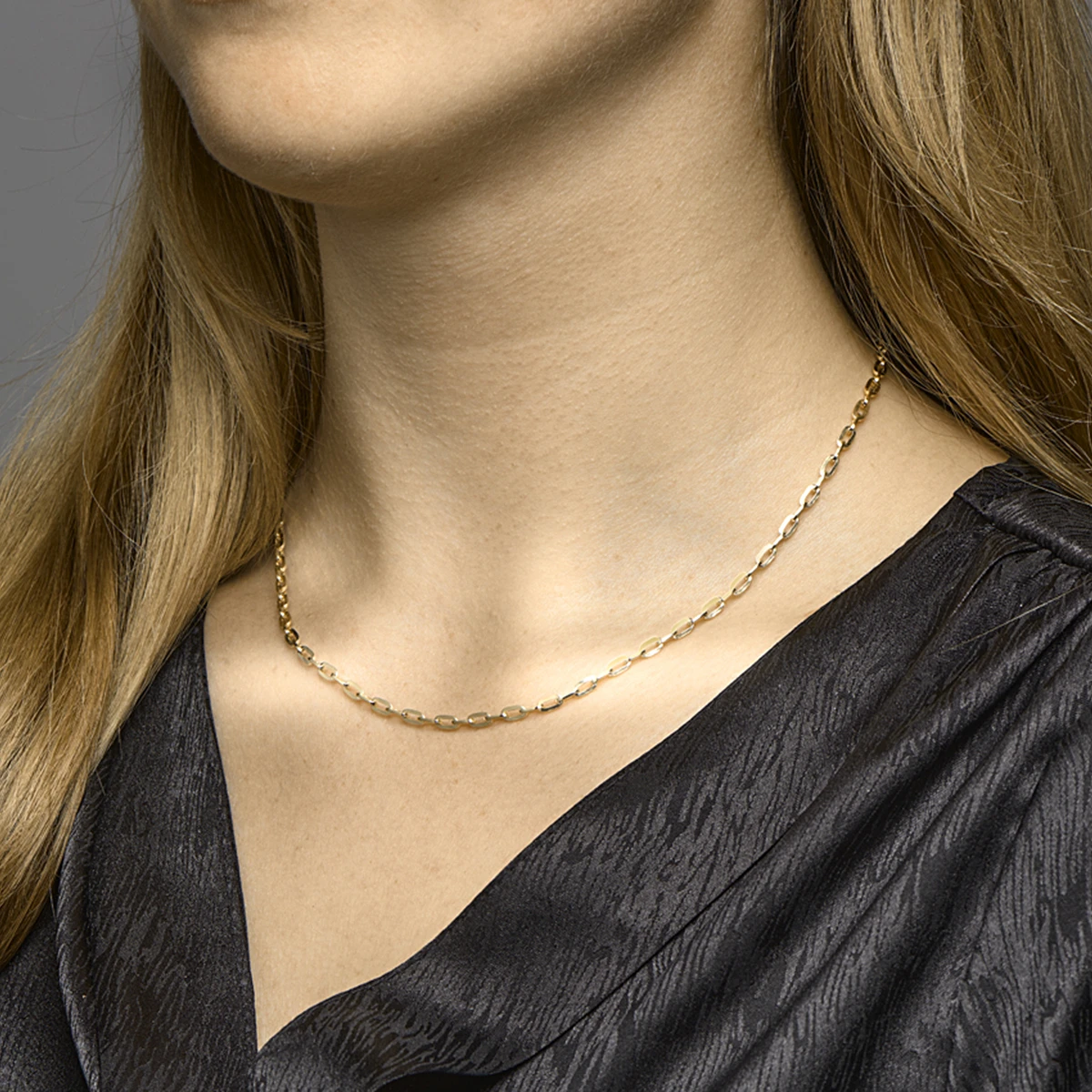 collier anker massief 3,0 mm 45 cm silgold (geel met zilverkern)