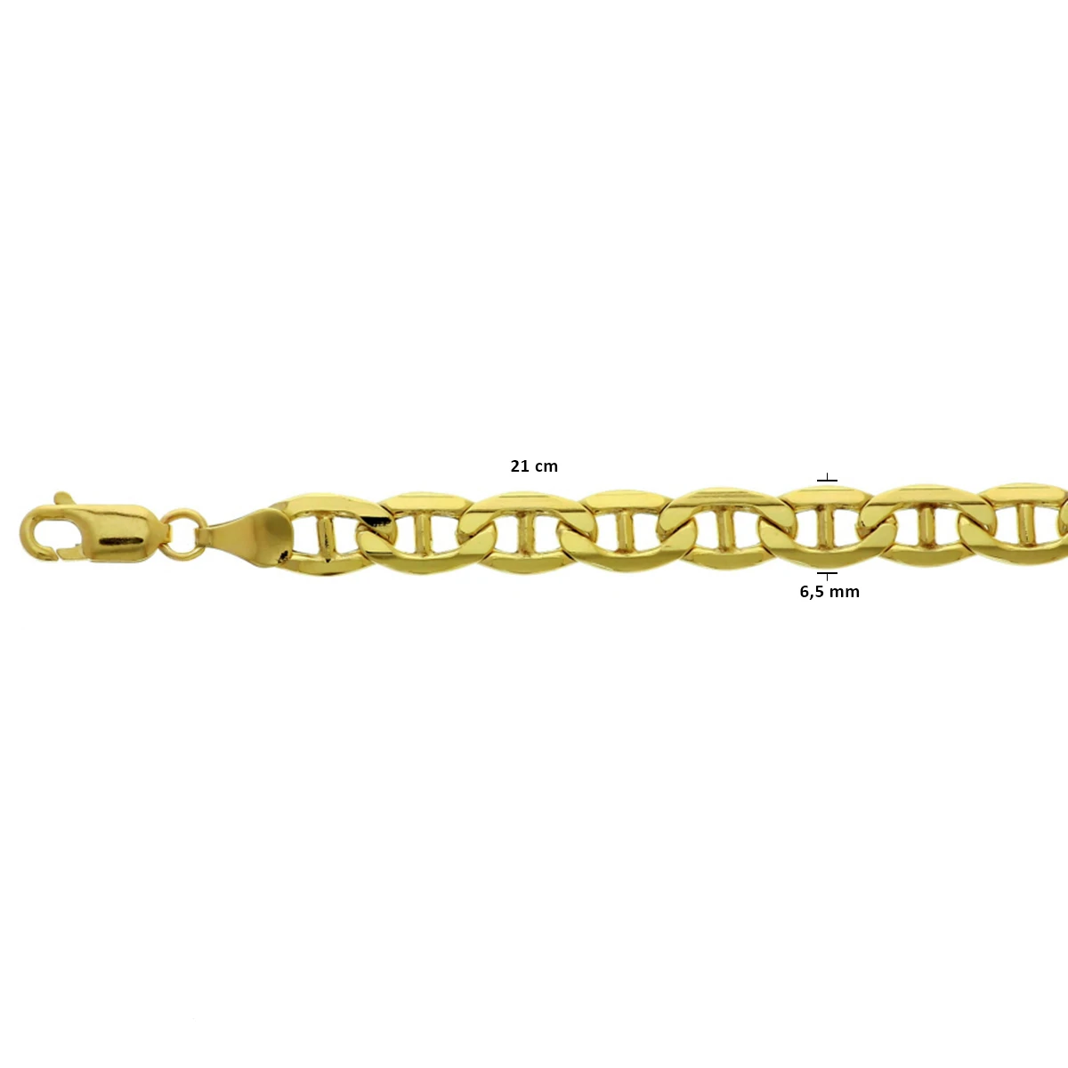 anker massief 6,5 mm silgold (geel met zilverkern)