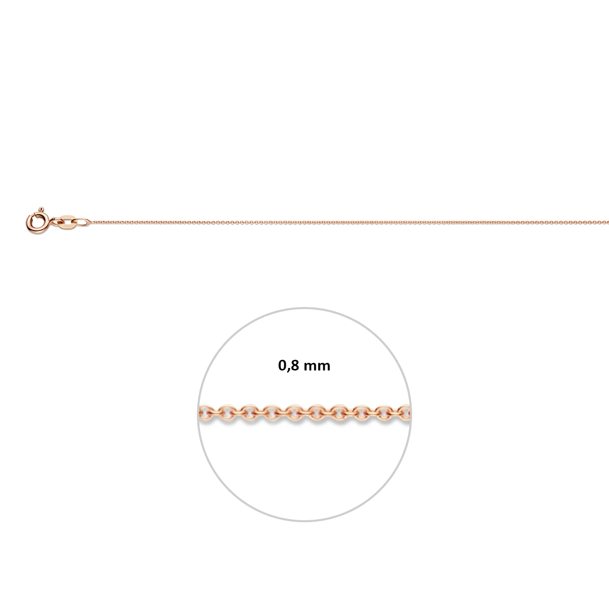 anker rond 0,8 mm 14K roségoud