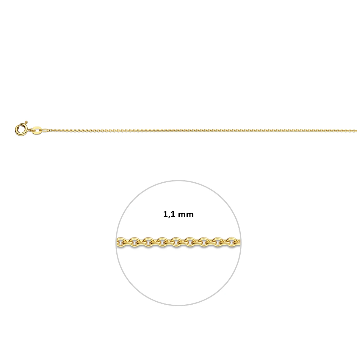 anker rond 1,1 mm 14K geelgoud