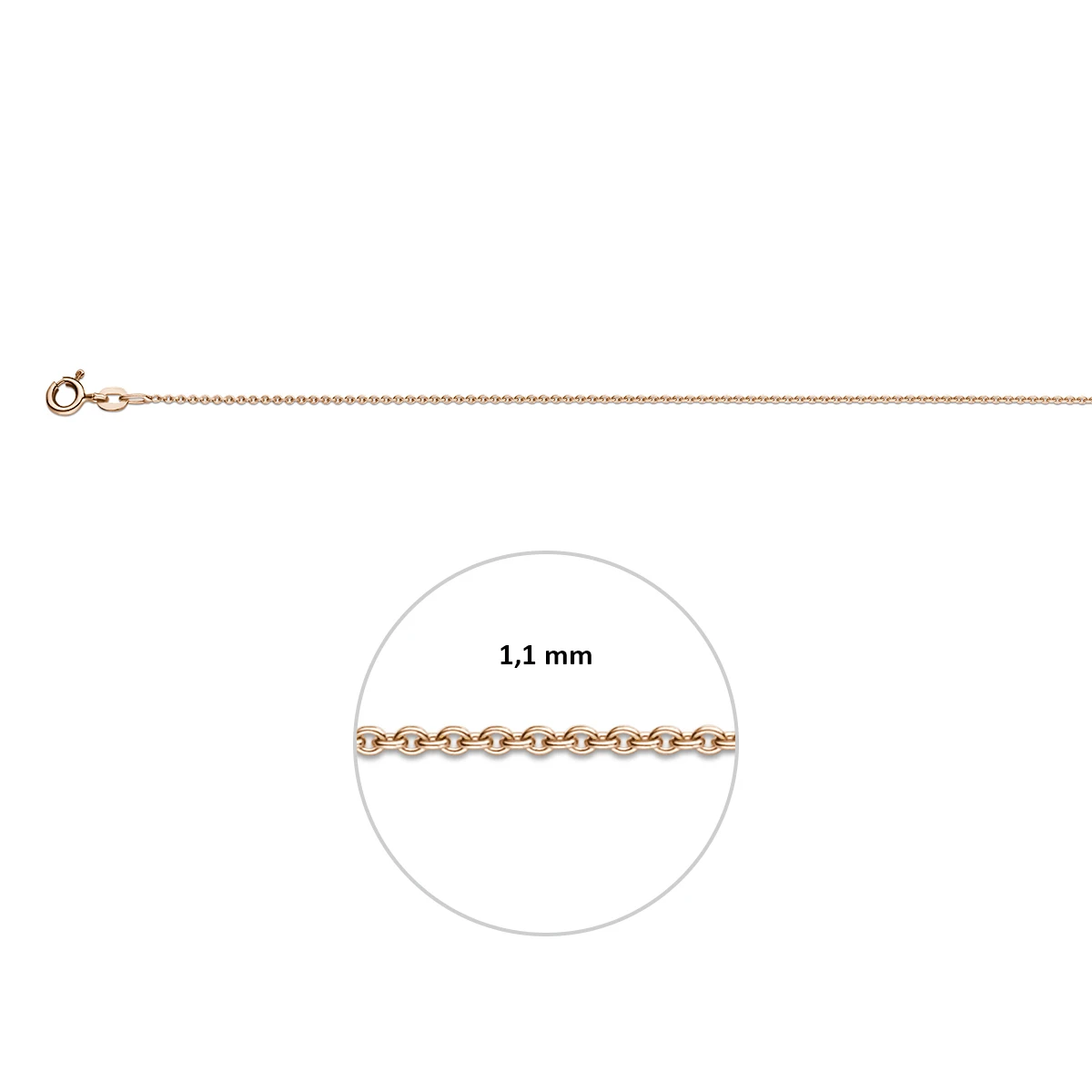 anker rond 1,1 mm 14K roségoud