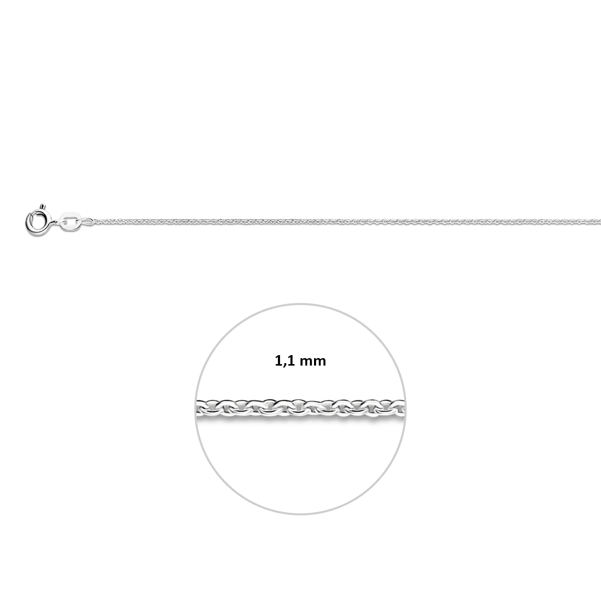 anker rond 1,1 mm zilver wit