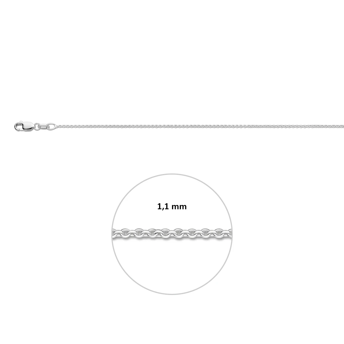 anker rond 1,1 mm zilver wit