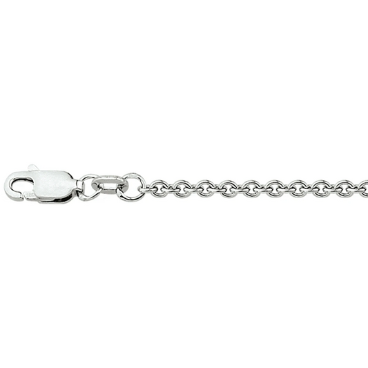 anker rond 2,3 mm 80 cm zilver gerhodineerd