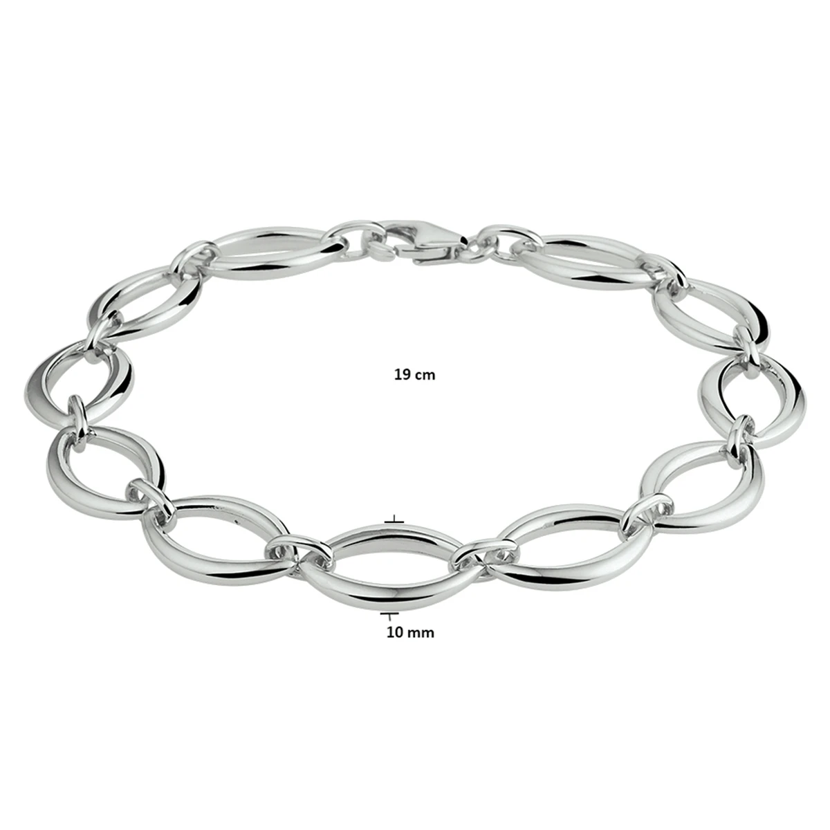 armband 10 mm 19 cm zilver gerhodineerd