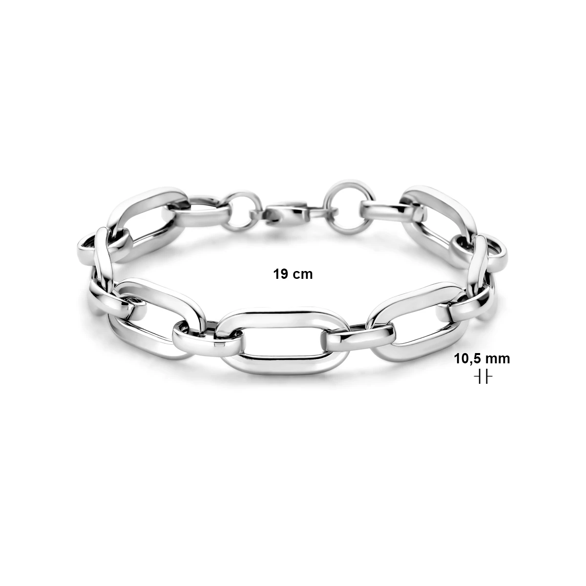 armband 10,5 mm 19 cm zilver gerhodineerd