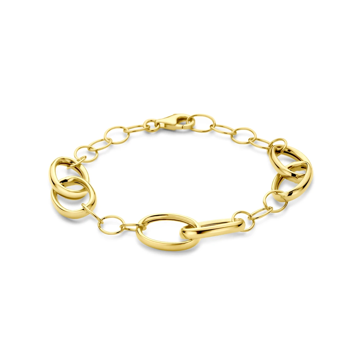 armband 11 mm 19 cm 3 micron zilver verguld (geel)