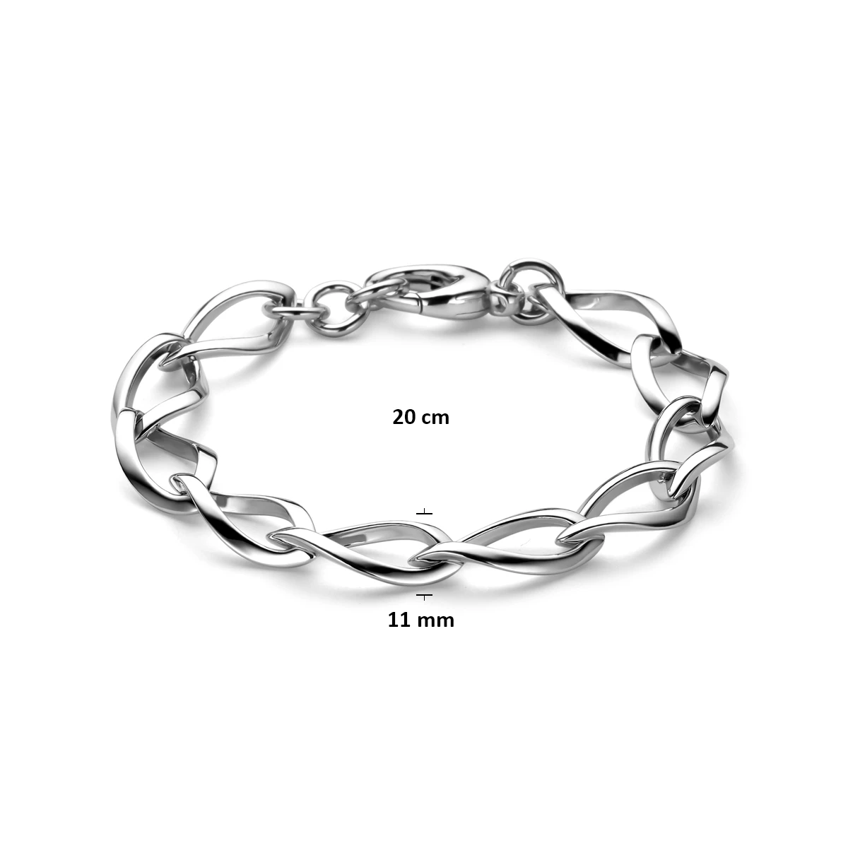 armband 11 mm 20 cm zilver gerhodineerd