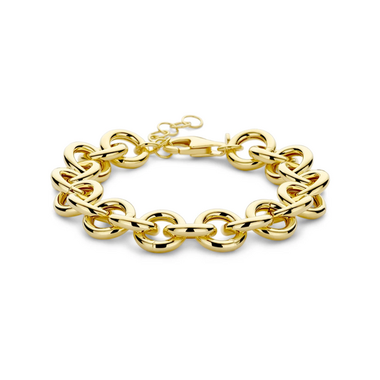 armband 12 mm 17 + 3 cm 3 micron zilver verguld (geel)