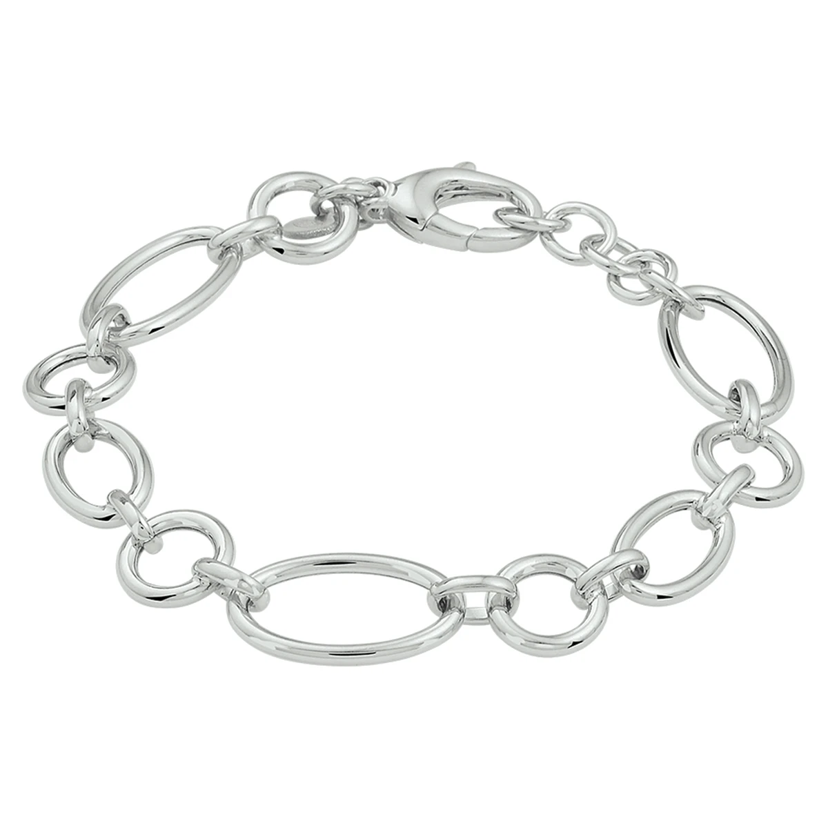 armband 12 mm 19 + 3 cm zilver gerhodineerd