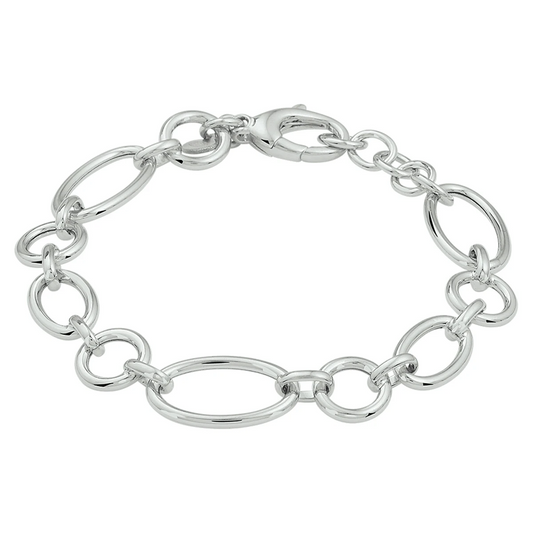 armband 12 mm 19 + 3 cm zilver gerhodineerd