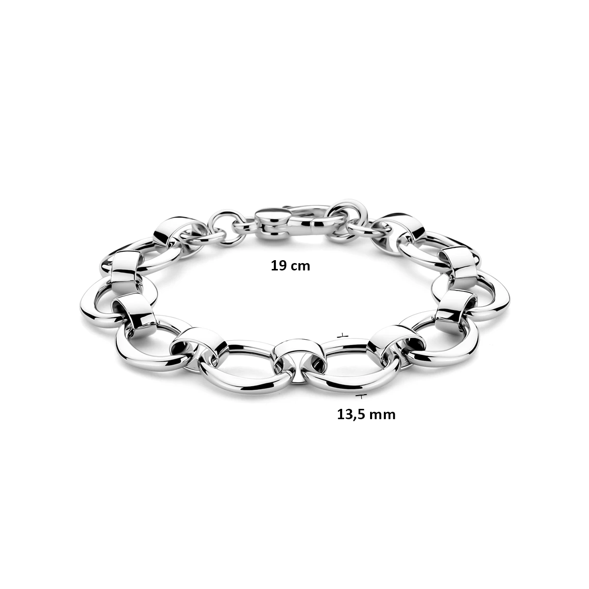 armband 13,5 mm 19 cm zilver gerhodineerd