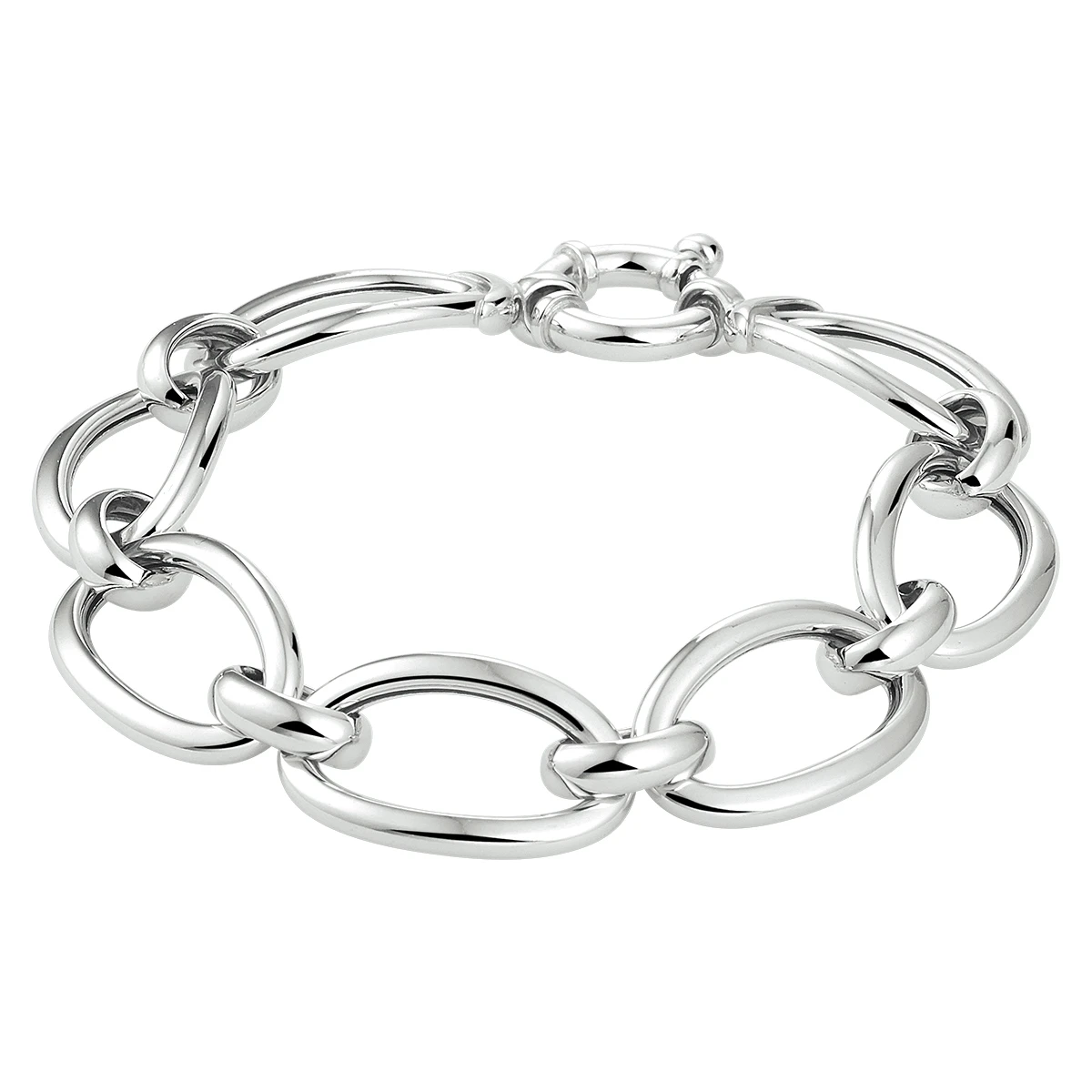 armband 14 mm met groot springslot zilver gerhodineerd