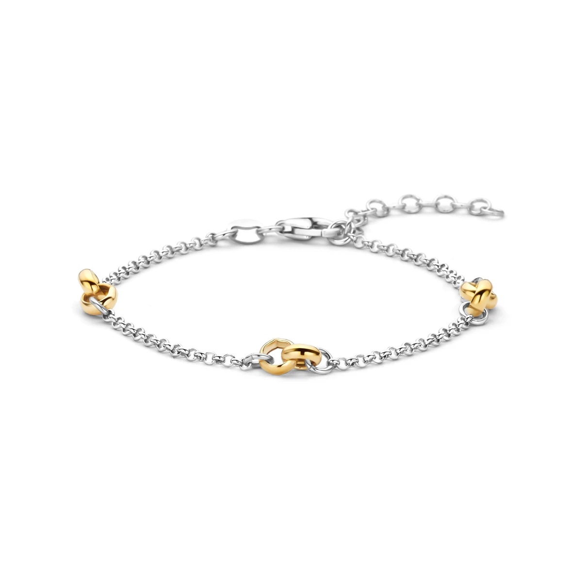 armband 16 + 3 cm 3 micron zilver verguld (geel/rhodium)