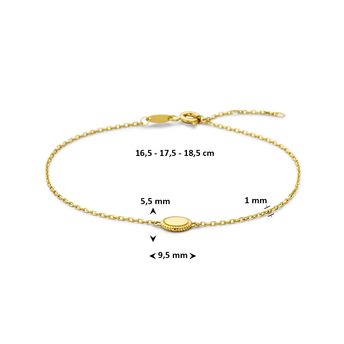 armband 16,5 - 17,5 - 18,5 cm 14K geelgoud
