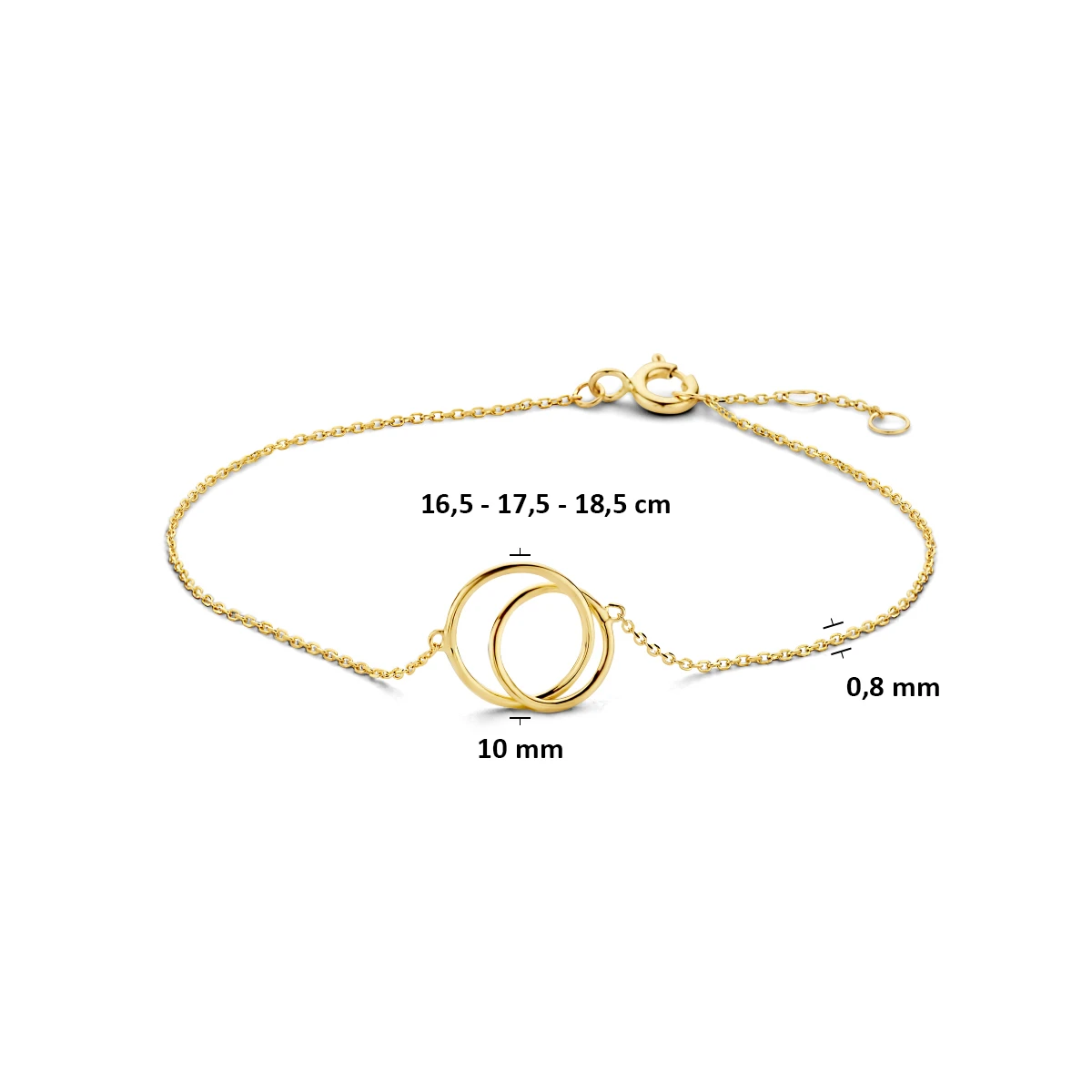 armband 16,5 - 17,5 - 18,5 cm 14K geelgoud