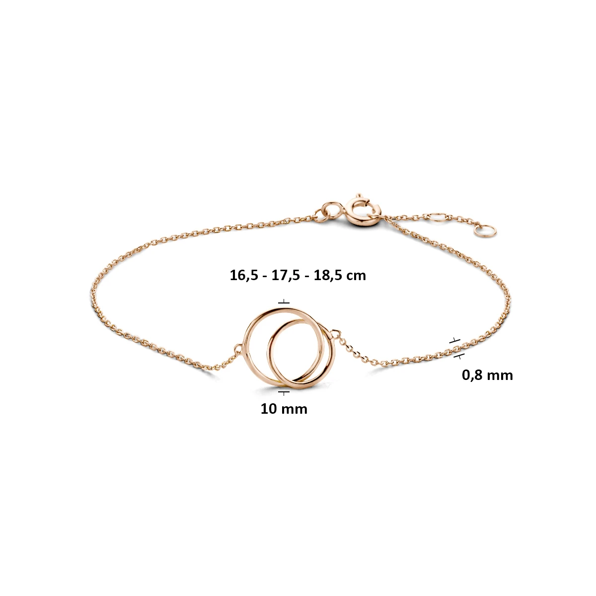 armband 16,5 - 17,5 - 18,5 cm 14K roségoud