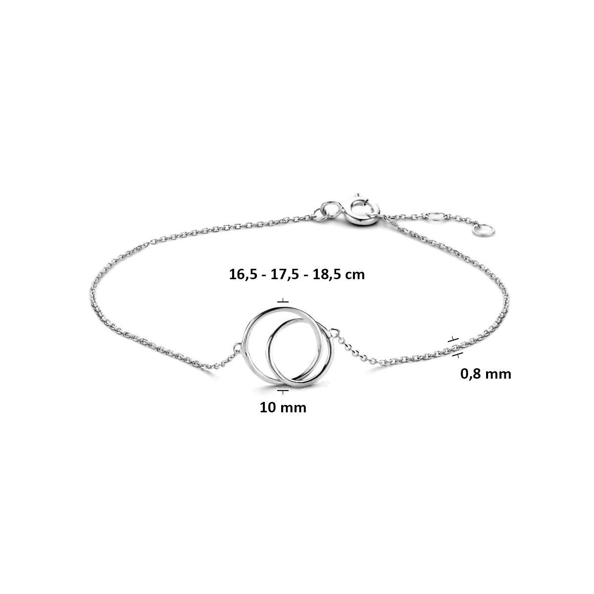 armband 16,5 - 17,5 - 18,5 cm 14K witgoud