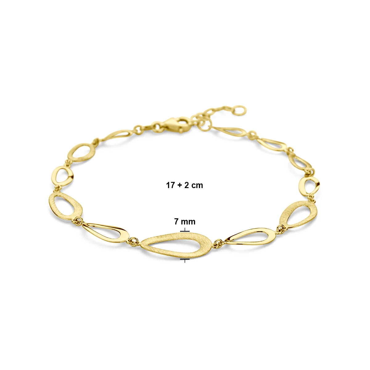 armband 17 + 2 cm poli/mat 14K geelgoud