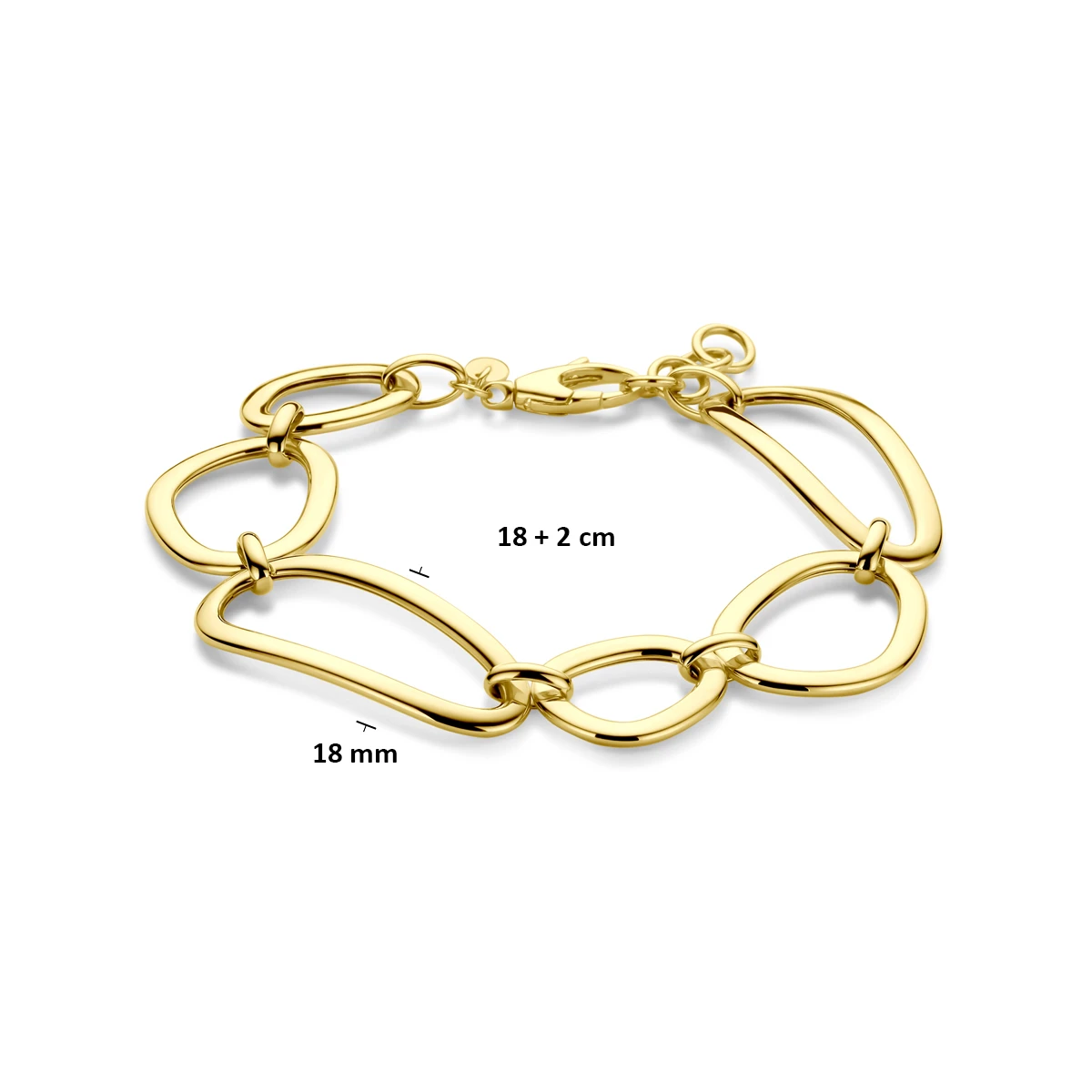 armband 18 mm 18 + 2 cm 14K geelgoud