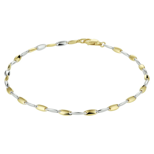 armband 19 cm 14K bicolor goud geel/wit