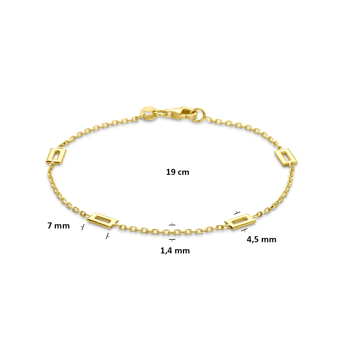 armband 19 cm 14K geelgoud