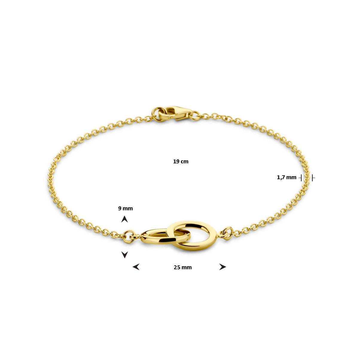 armband 19 cm 14K geelgoud