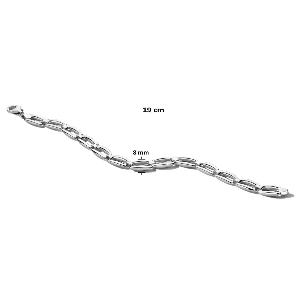 armband 19 cm zilver gerhodineerd