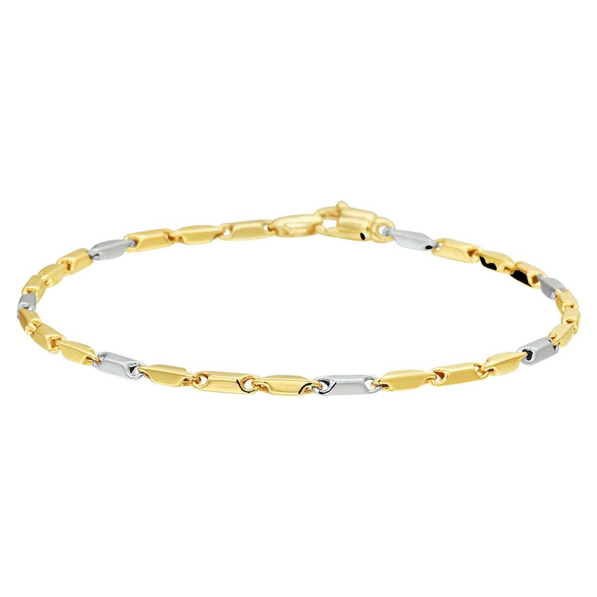 armband 1,9 mm 19,5 cm 14K bicolor goud geel/wit
