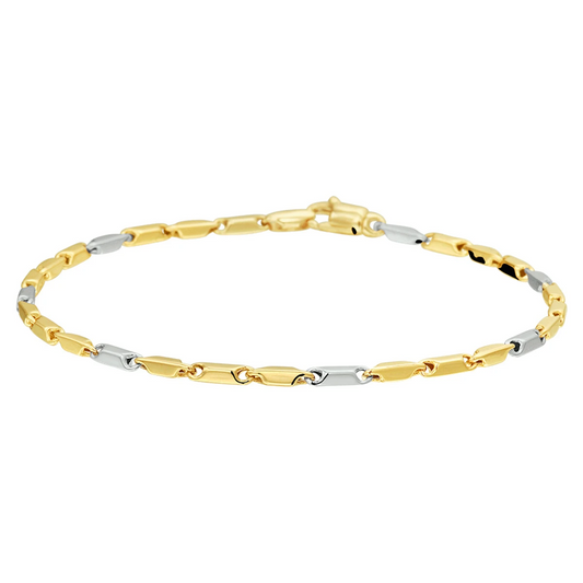 armband 1,9 mm 19,5 cm 14K bicolor goud geel/wit