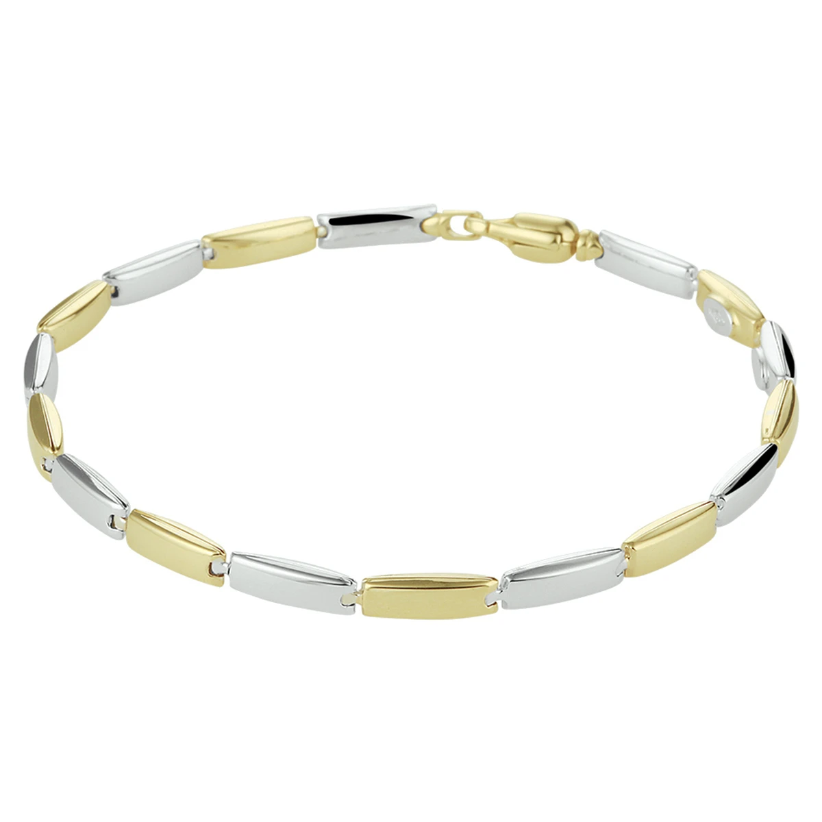 armband 19,5 cm 14K bicolor goud geel/wit