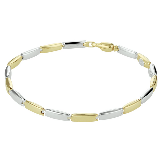 armband 19,5 cm 14K bicolor goud geel/wit