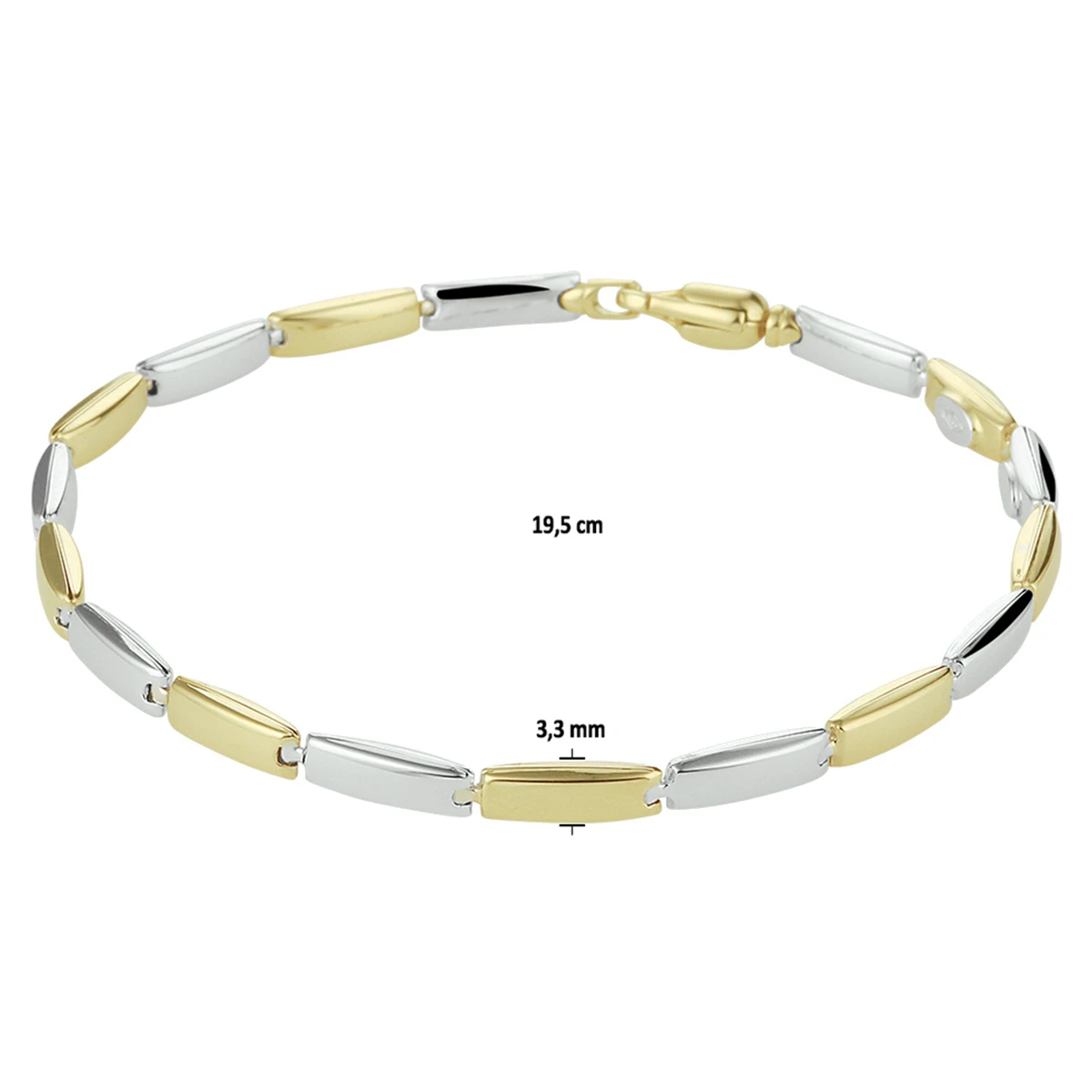 armband 19,5 cm 14K bicolor goud geel/wit