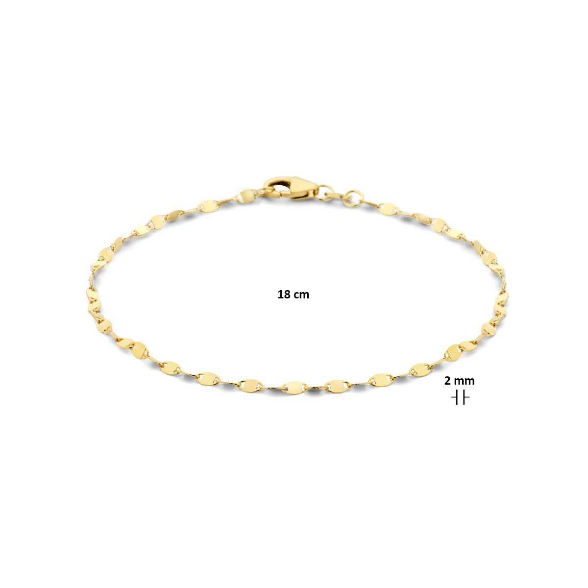armband 2,0 mm 18 cm 14K geelgoud