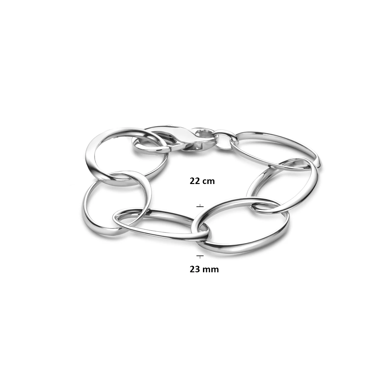 armband 23 mm 22 cm zilver gerhodineerd