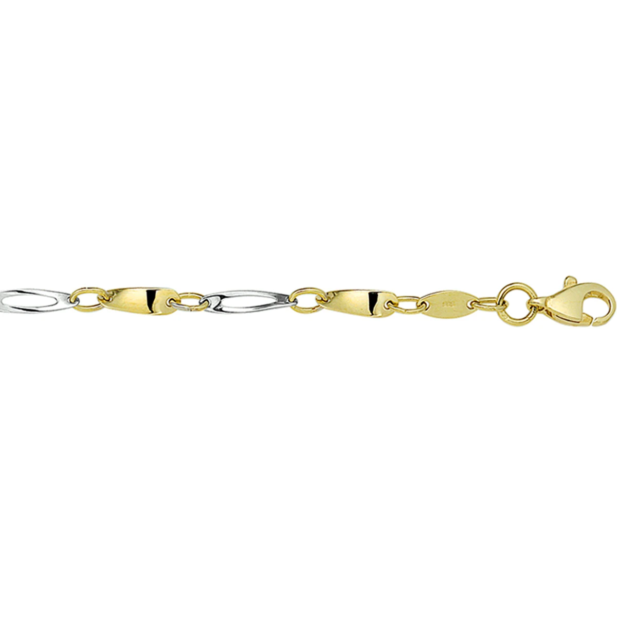 armband 2,5 mm 19 cm 14K bicolor goud geel/wit