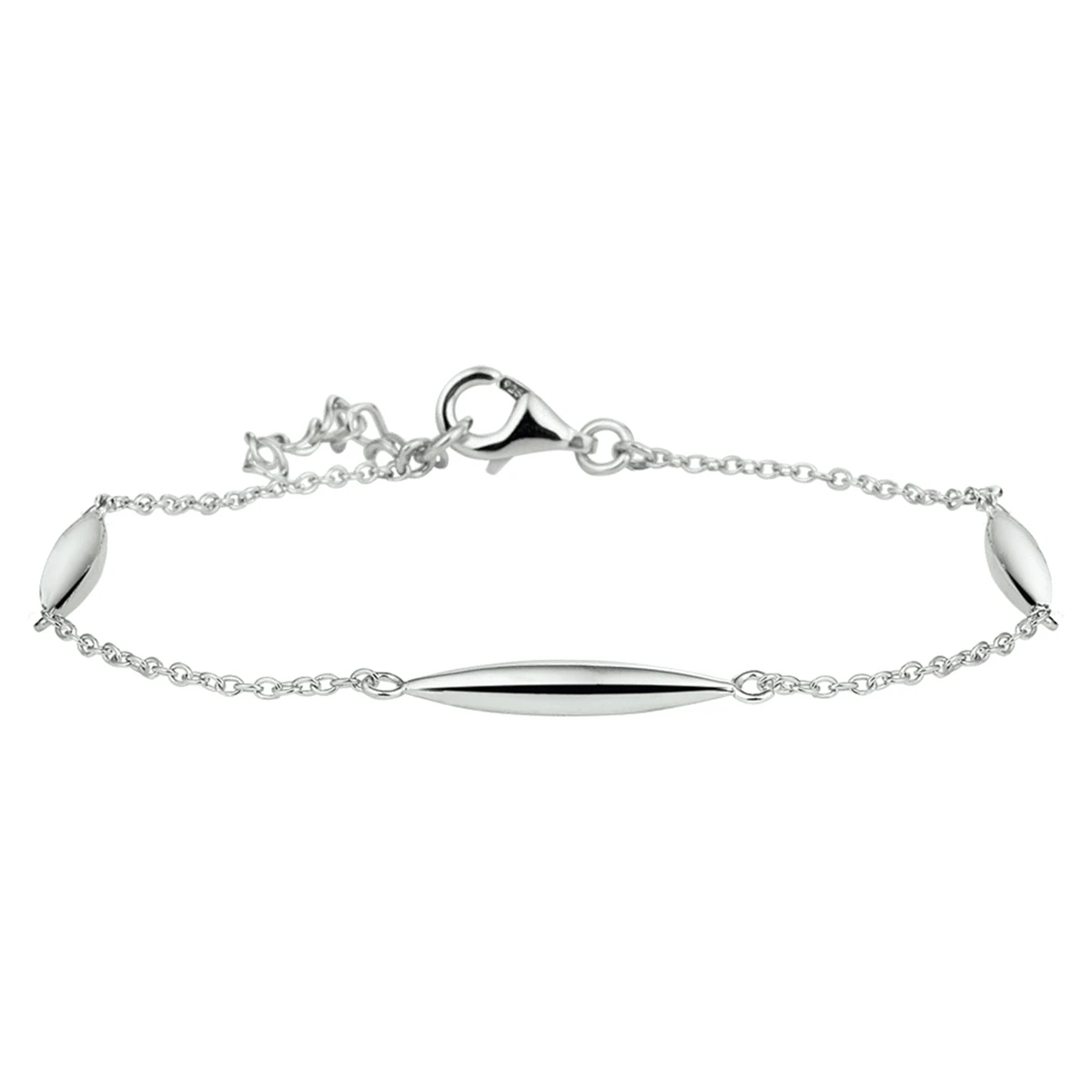 armband 3,0 mm 16,5 + 2,5 cm zilver gerhodineerd