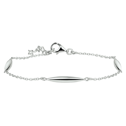 armband 3,0 mm 16,5 + 2,5 cm zilver gerhodineerd