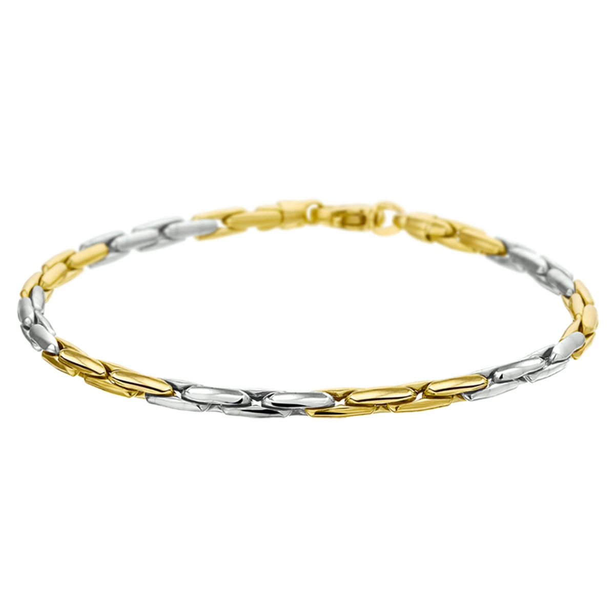 armband 3,0 mm 19 cm 14K bicolor goud geel/wit