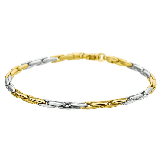 armband 3,0 mm 19 cm 14K bicolor goud geel/wit