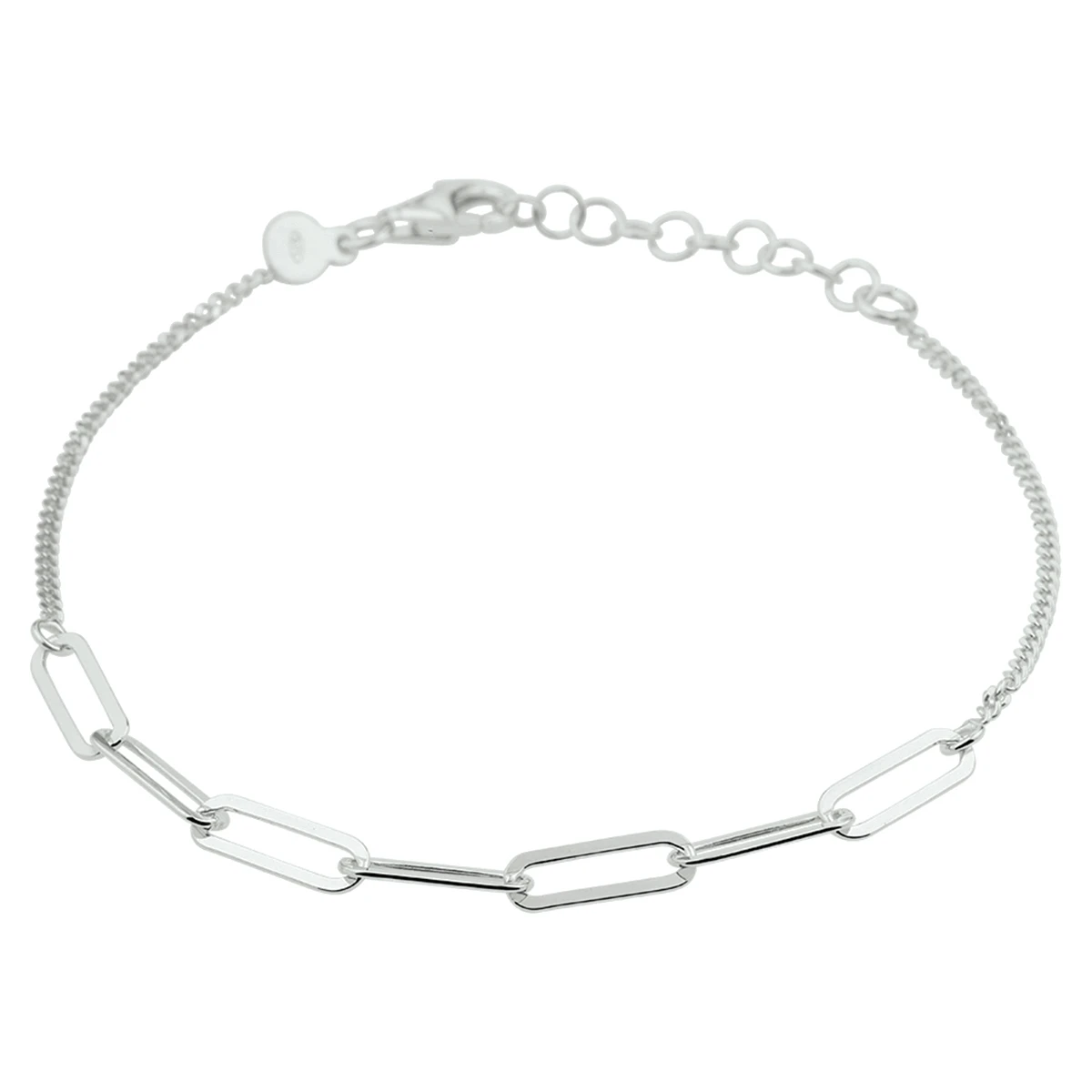 armband 3,7 mm 17 + 2 cm zilver gerhodineerd
