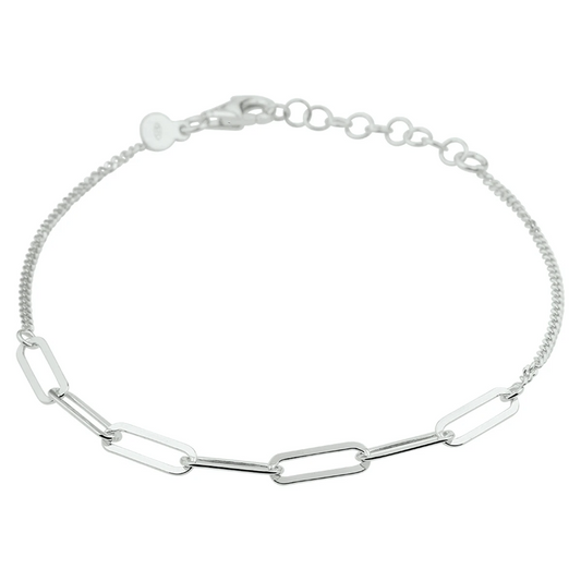 armband 3,7 mm 17 + 2 cm zilver gerhodineerd