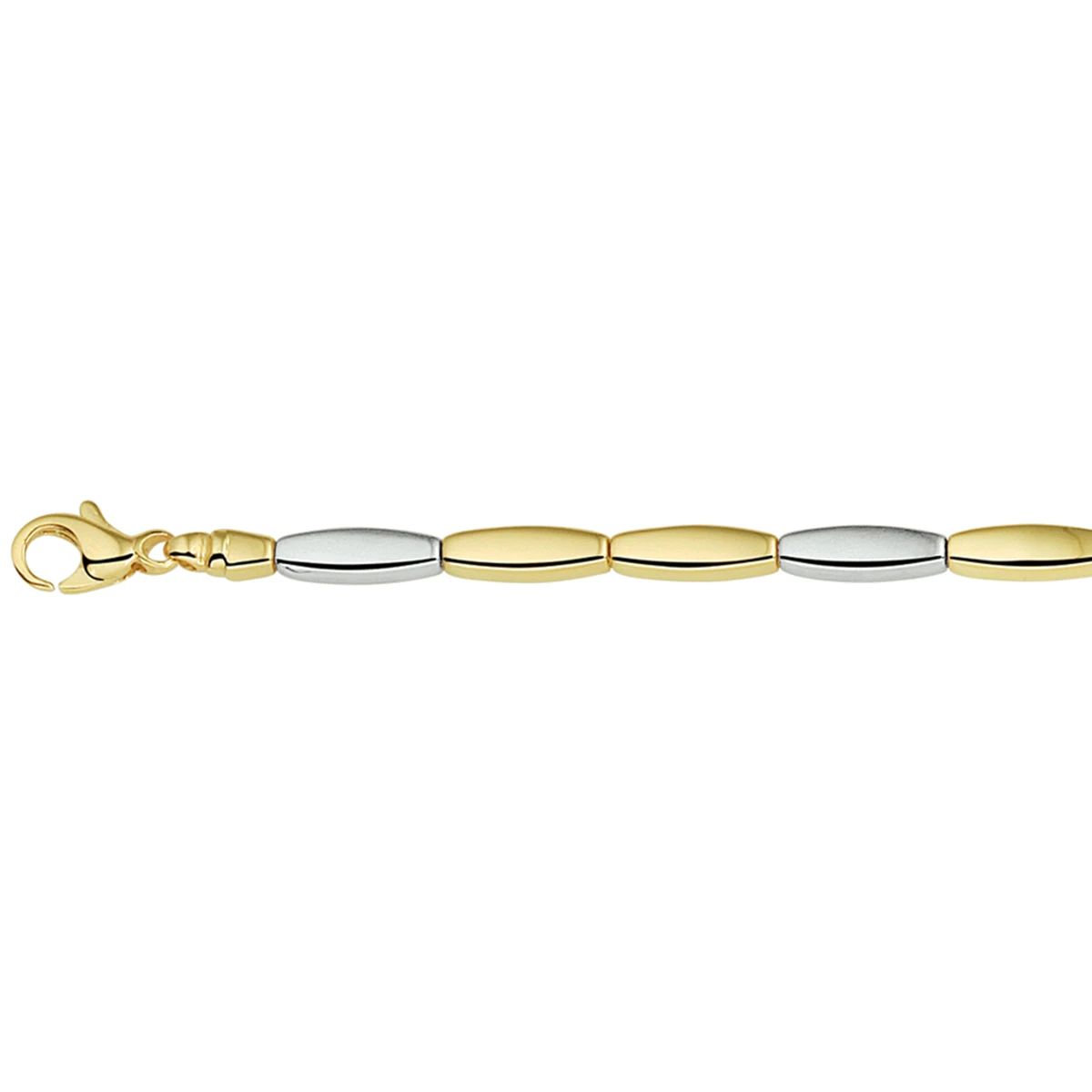 armband 4,0 mm 19 cm bicolor gestift 14K geelgoud