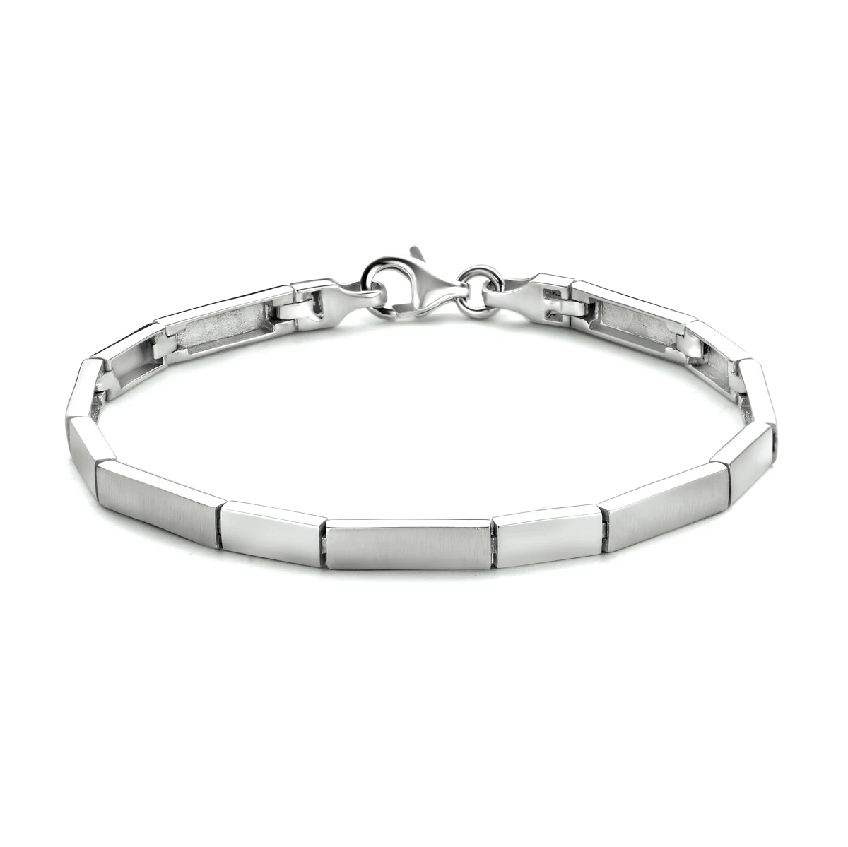 armband 4,3 mm 19 cm poli/mat zilver gerhodineerd
