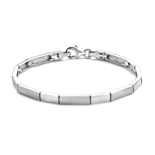 armband 4,3 mm 19 cm poli/mat zilver gerhodineerd