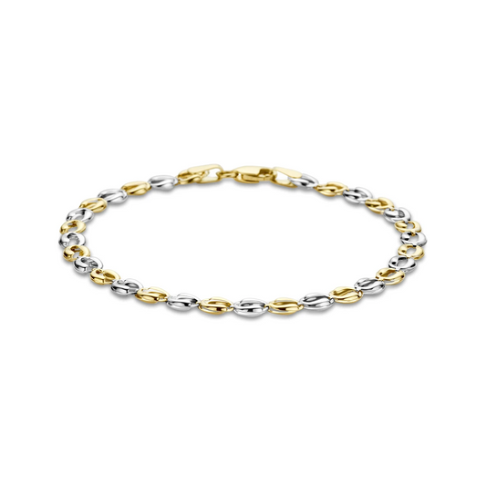 armband 4,5 mm 19 cm 14K bicolor goud geel/wit