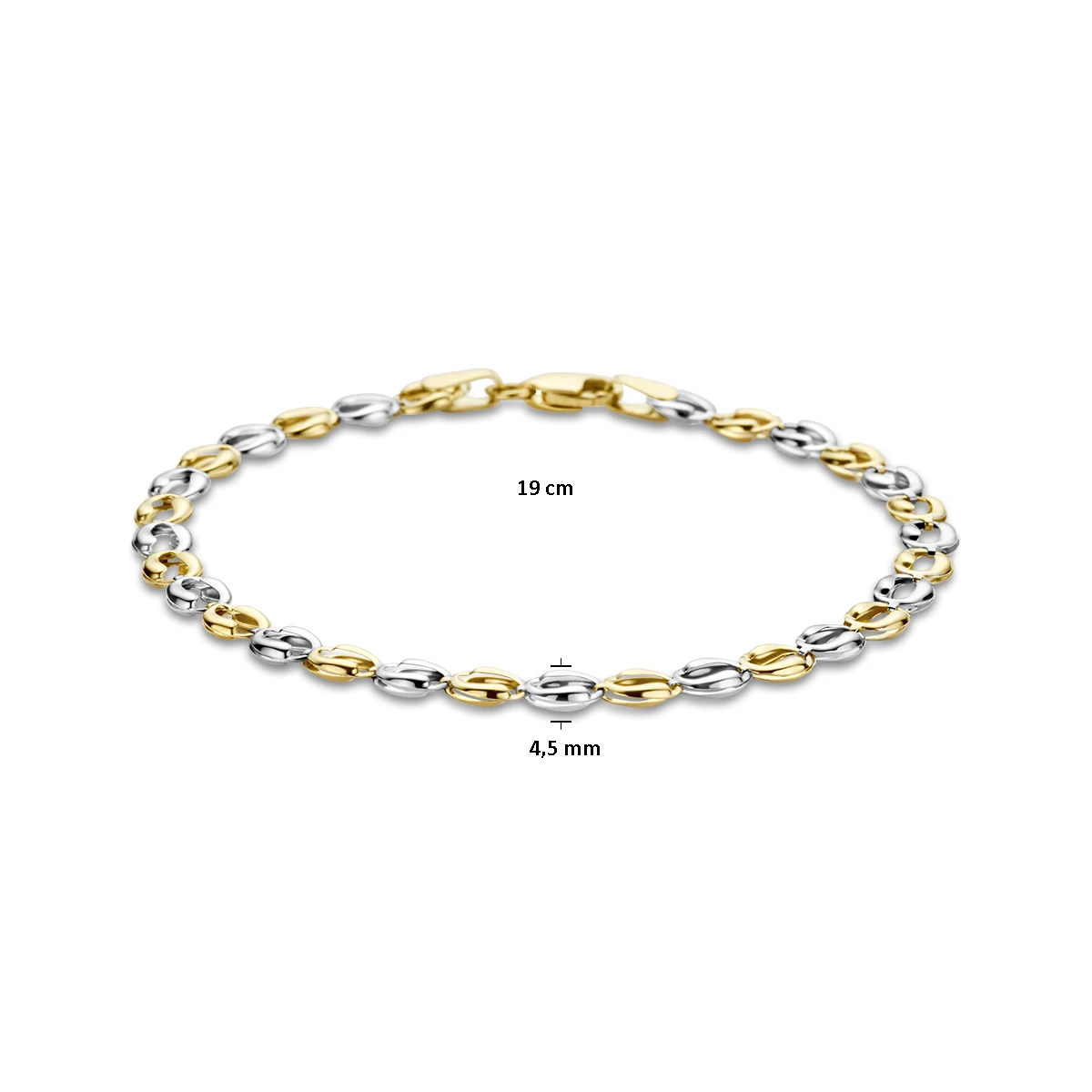 armband 4,5 mm 19 cm 14K bicolor goud geel/wit