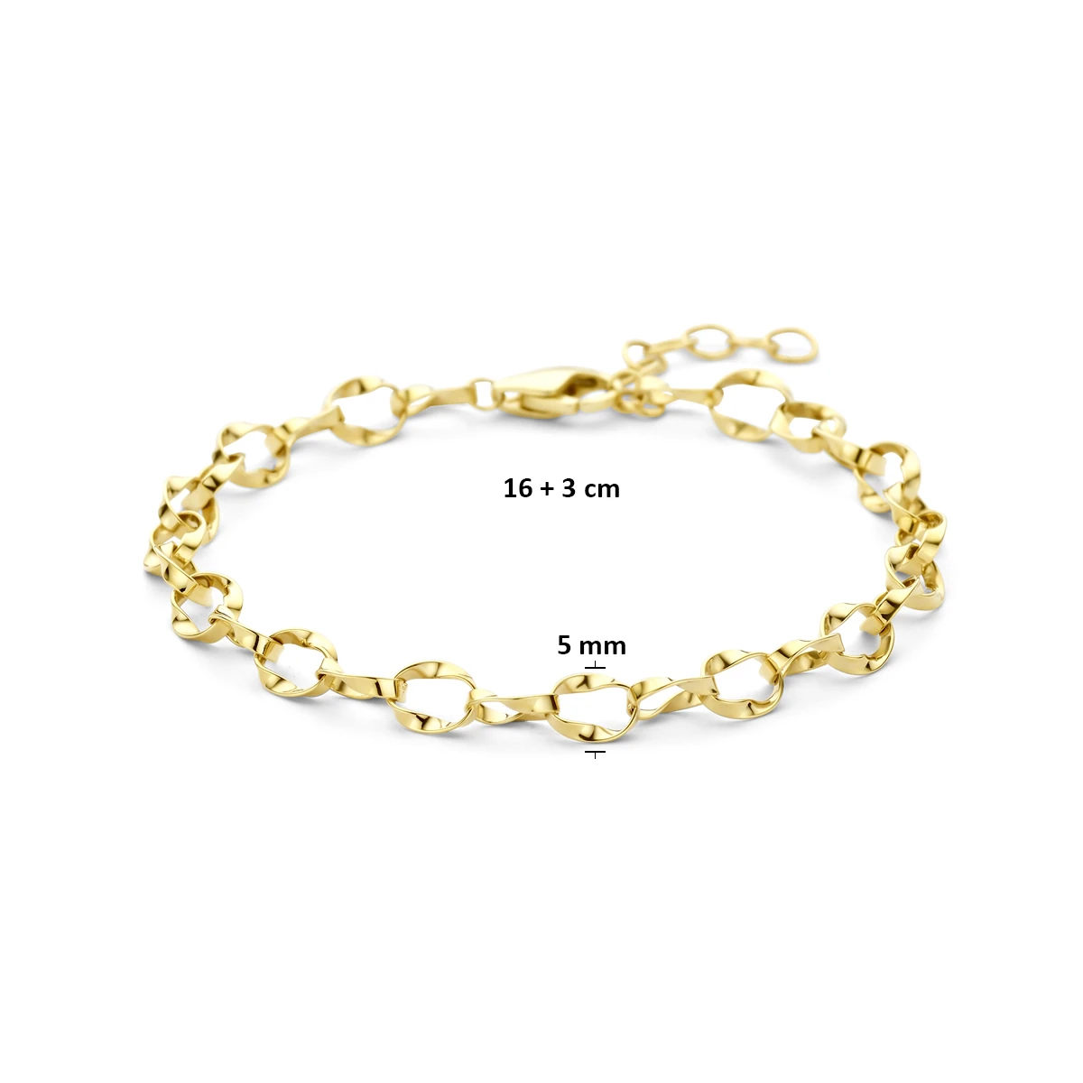 armband 5 mm 16 + 3 cm 14K geelgoud